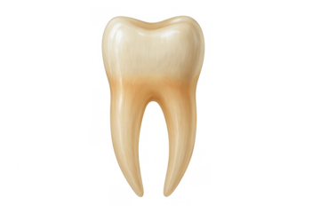 Molar tooth displaying dental anatomy and root structure. Concept for oral health, dentistry, and hygiene. Isolated illustration