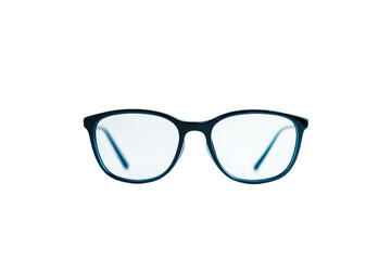 Fototapeta premium A pair of stylish black eyeglasses with a minimalist design is centered against a soft. light background. highlighting their modern aesthetic and potential use in fashion or optical retail