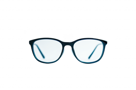 A pair of stylish black eyeglasses with a minimalist design is centered against a soft. light background. highlighting their modern aesthetic and potential use in fashion or optical retail