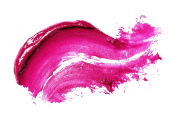A vibrant. swirling stroke of magenta lipstick on a clean white background. the texture and richness of the product. ideal for beauty and cosmetic promotional materials