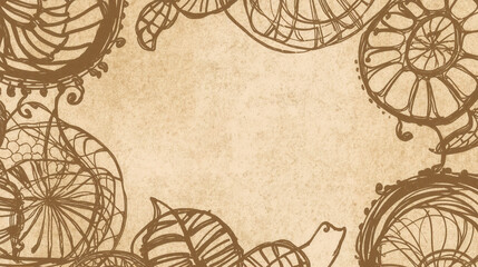 Minimal Sepia Doodle Circles on Beige Paper -Abstract 2025