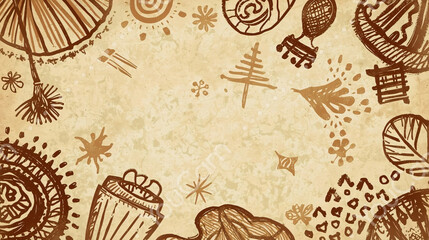 Minimal Sepia Doodle Circles on Beige Paper -Abstract 2025