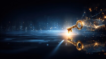 Golden key and puzzle problem, lock, security, access, gate, password, idea