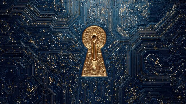 Golden key and puzzle lock, problem, security, idea, password, access, gate