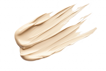 A smooth. creamy swatch of beige foundation paint spread across a clean white surface. its texture and color. ideal for beauty product advertisements or makeup tutorials