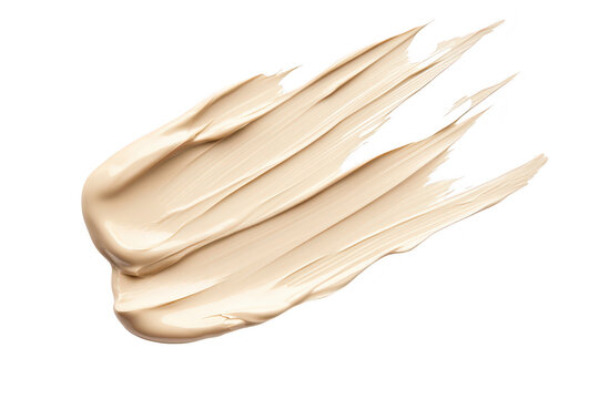 A smooth. creamy swatch of beige foundation paint spread across a clean white surface. its texture and color. ideal for beauty product advertisements or makeup tutorials