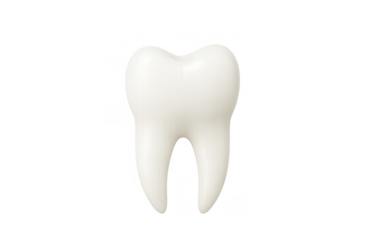 White molar tooth on transparent background representing dental health, oral hygiene, and dentistry concepts