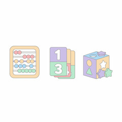 PastelColored Educational Toys Abacus Number Cards and Shape Sorter.