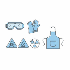 Safety Equipment and Hazard Symbols for Laboratory Work.