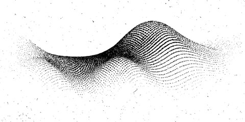 Black and white sketch of a pencil illustration of a vector fish and wave design pattern with lines and blue water
