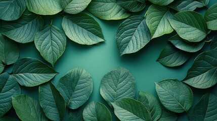 Flat Lay of Ya Nang (Tiliacora triandra) Leaves on Soft Pastel Green Background
