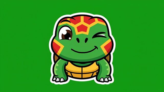 Cute cartoon turtle winking and smiling