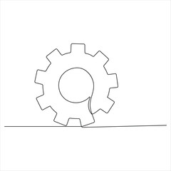 One continuous line drawing gear of business teamwork concept vector illustration