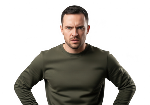 Man with an angry expression isolated on transparent background
