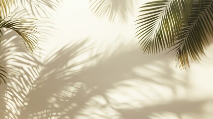 soft palm leaf shadows on cream wall, minimal minimalist summer background