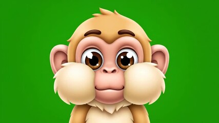 Cute monkey showing different facial expressions - Powered by Adobe