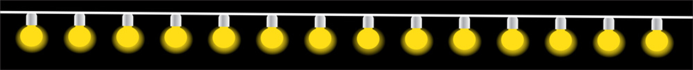 Hanging Yellow Fairy Lights on Black Background (PNG)