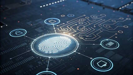 High-tech cybersecurity interface illustrating personal data access and authentication.