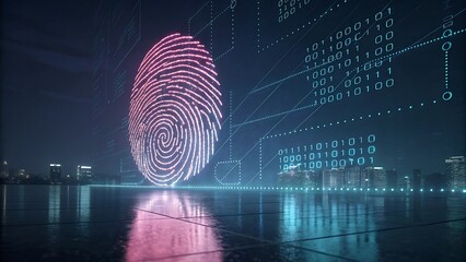 High-tech personal data protection background with 3D scanning visualization