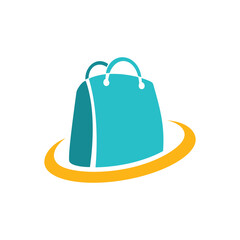 Shopping bag logo with yellow swoosh accent