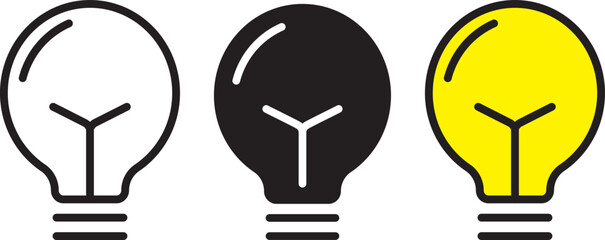 Minimalist Light Bulb Vector Icon Set