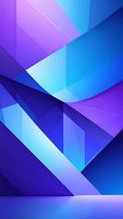 Abstract art featuring a geometric design with purple, blue, and teal hues creating depth and movement