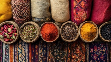 Aromatic Spices and Textured Fabric: A Sensory Journey Through Vibrant Culture