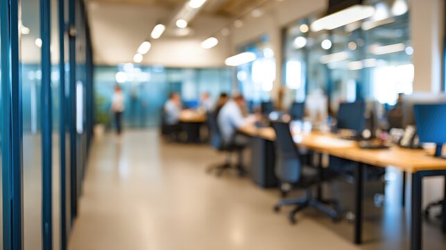 Modern Open Office with Team Focused on Collaborative Work in Bright Professional Environment