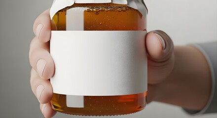 Honey Jar Mockup in Hand Product Branding