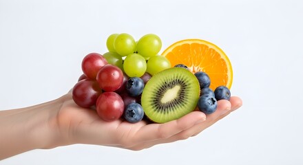 Hand Holding Fresh Fruit Mix Healthy Food Concept