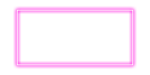Pink neon rectangle frame with rounded corners glowing light border outline on transparent background