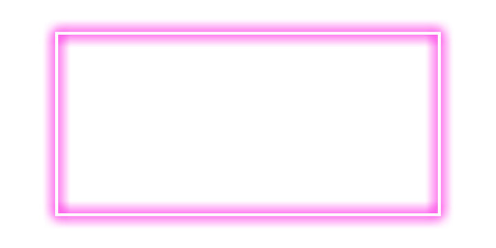 Pink neon rectangle frame with rounded corners glowing light border outline on transparent background