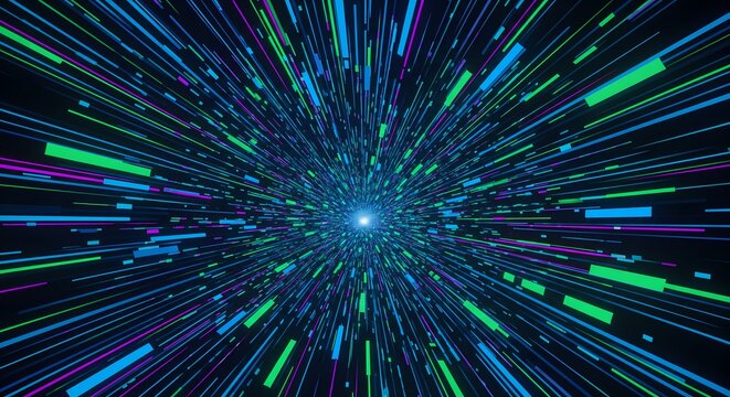 Dynamic modern colorful neon data stream exploding with electric energy - Powered by Adobe