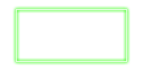 Green neon rectangle frame with rounded corners glowing light border outline on transparent background © StockSphere
