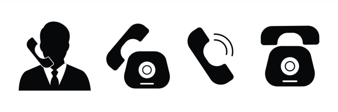 Telephone icon. Call us symbol. Call sign. Telephone pictogram, isolated on a white background. Vector illustration