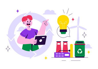 Circular Economy Vector Illustration to Maintain the Value of Products, Raw Materials and Resources by Eliminating Waste and Pollution in a Background