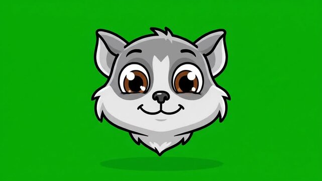 Cute Wolf Character Expressions Animation Loop