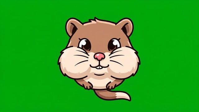 Cute hamster smiling and winking animation