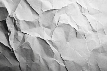 Fototapeta premium Crumpled white paper sheet with deep creases, folds and shadowed texture conveying tension and worn imperfection