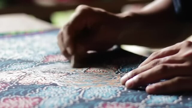 Hand painting batik textile design.
