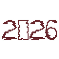 Obraz premium Year 2026 number text pixel art design isolated element