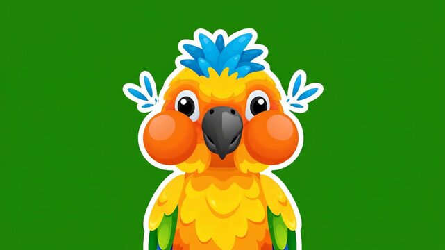 Animated parrot waving wings on green screen