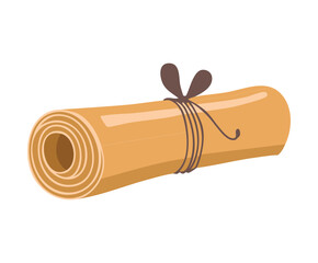 Rolled Diploma or Old Map Scroll Tied with Rustic Twine String for Vintage Design Element