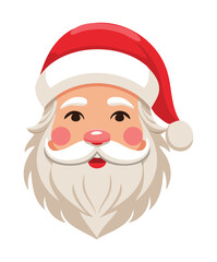 Cheerful Santa Claus Face with Rosy Cheeks Wearing a Traditional Christmas Hat Illustration