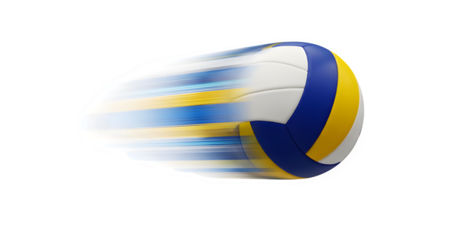 Volleyball ball in motion isolated on transparent background, a popular team sport played worldwide