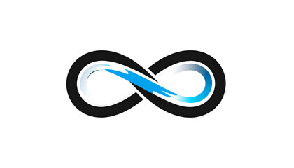Obraz premium Blue and silver infinity symbol with a black border, set against a stark black background