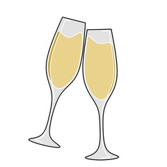 Cheers two glasses icon stock,cheers glasses vector art,two cheers glasses image on white backround, couple glass cheers illustration 