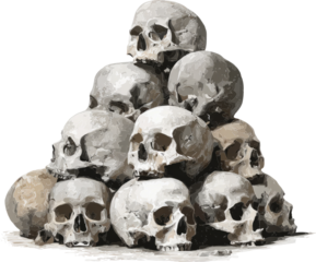 Artistic Skull Pyramid: A Surreal Depiction of Mortality and Human Legacy