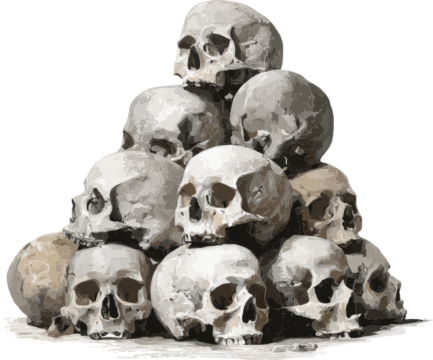 Artistic Skull Pyramid: A Surreal Depiction of Mortality and Human Legacy