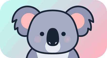 Obraz premium Adorable Cartoon Koala with Big Ears and Round Face.